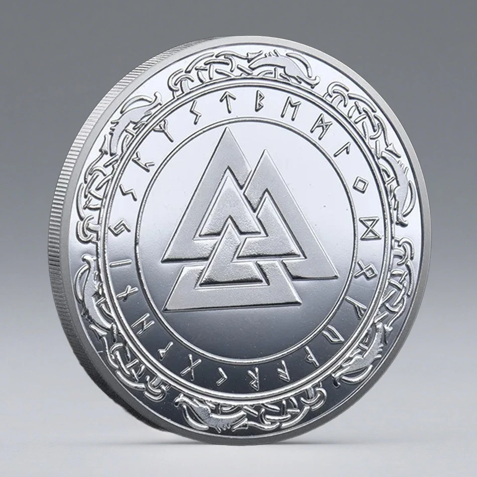 Viking Odin Ride Sleipnir Rune Silvery Plated Souvenir Coin Medallion Virtual Collection Coins