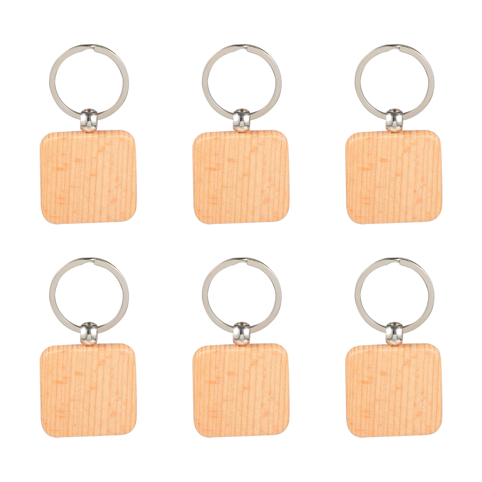 

6Pcs Creative Wooden Keychains Set Durable Wooden Key Ring with Pendant for Daily Use