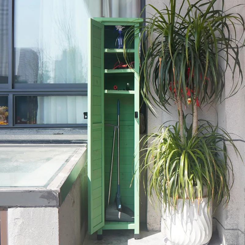 خزانة خارجية لحديقة الشرفة وخزانة شق ضيقة مقاومة للمطر وواقية من الشمس أشتات تخزين أداة خارجية #4