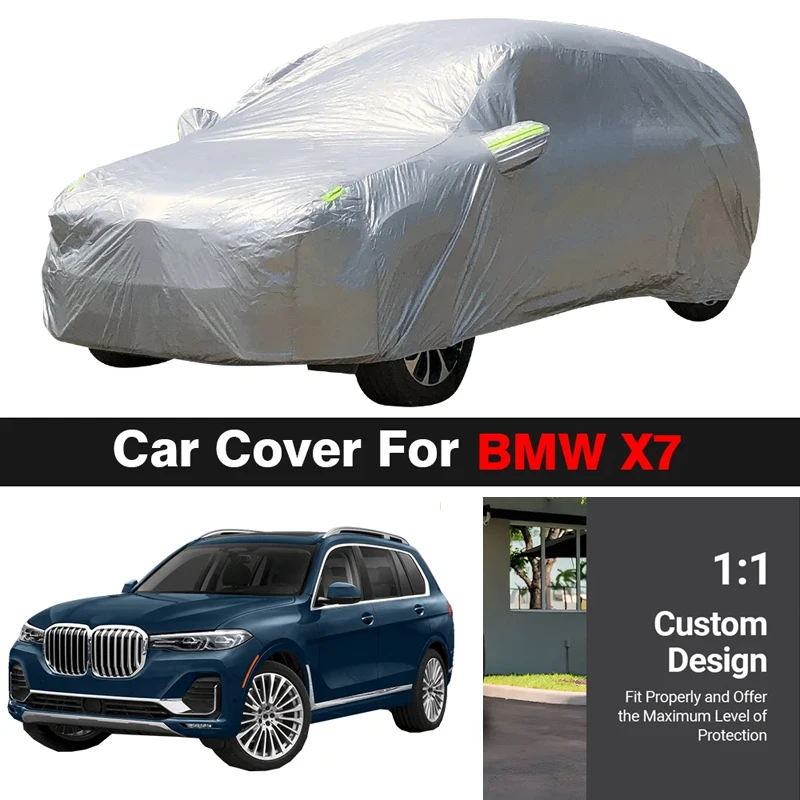 

Full Car Cover For BMW X7 2018-2022 SUV Outdoor Summer Anti-UV Sun Shade Snow Rain Wind Dust Protect Cover All Weather Suitable