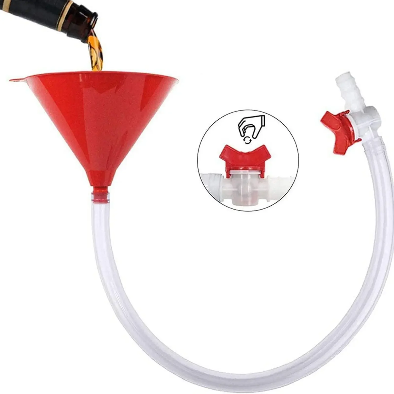 Double Header Tube Beer Filling Funnel Leakproof Long Thick Tube Beer Bong Funnel with Valve for Beer Drinking Games Music Party