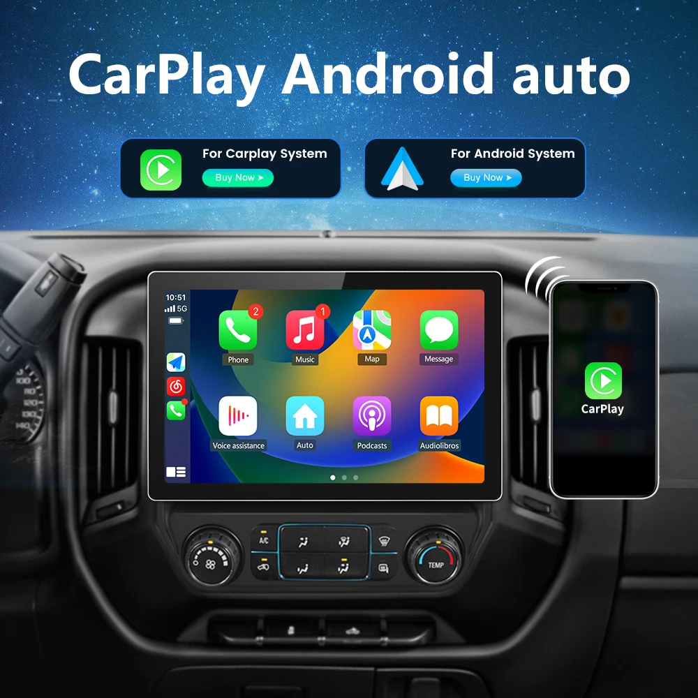 Junsun Wireless CarPlay Android 12 Radio For Chevrolet Silverado 2 2007 - 2014 GPS Navigation Stereo Car Intelligent Systems