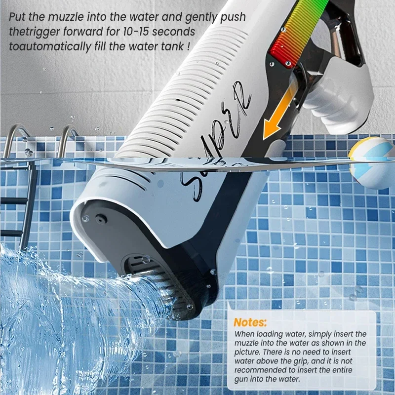 Pistola ad acqua automatica giocattoli assorbimento d'acqua tiro elettrico ad alta pressione Burst Blaster Soaker giocattolo estivo per piscina per ragazzi