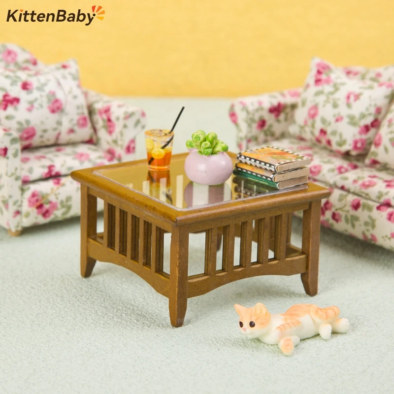 1/12 Dollhouse Simulation Tea Table Model Dollhouse Miniature Furniture Accessories Dolls House Living Room Decoration