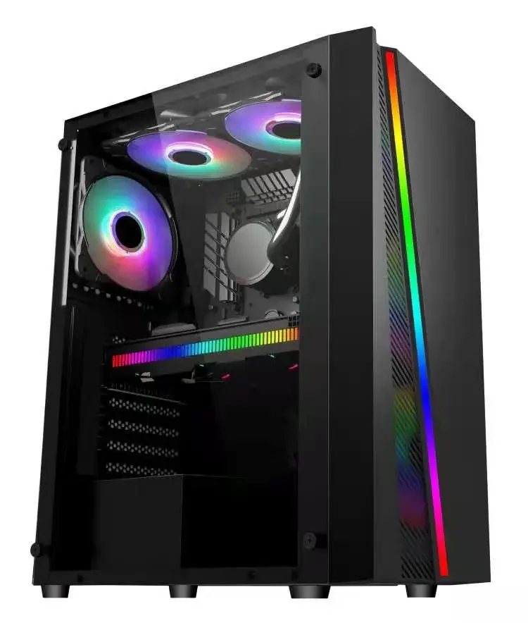 Wholesale factory hot-selling ODM OEM desktop mid-tower game ATX computer case RGB light bar computer game case