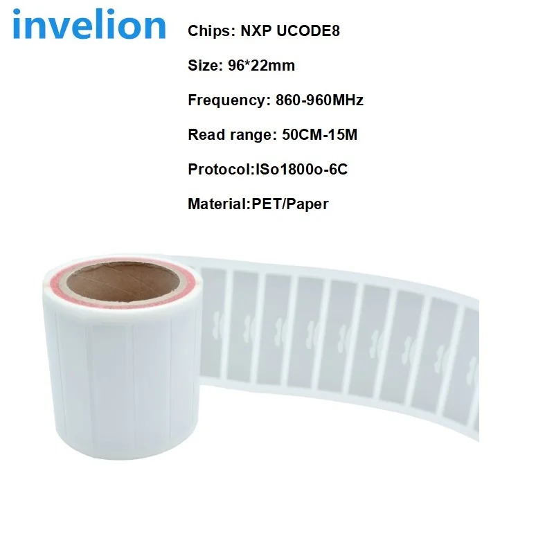 Asset EPC Class 1 Gen2 ISO18000-6C Passive Tag Label Sticker U8 Chip Disposable PET Paper UHF RFID 860-960mhz Long Range 1-25m