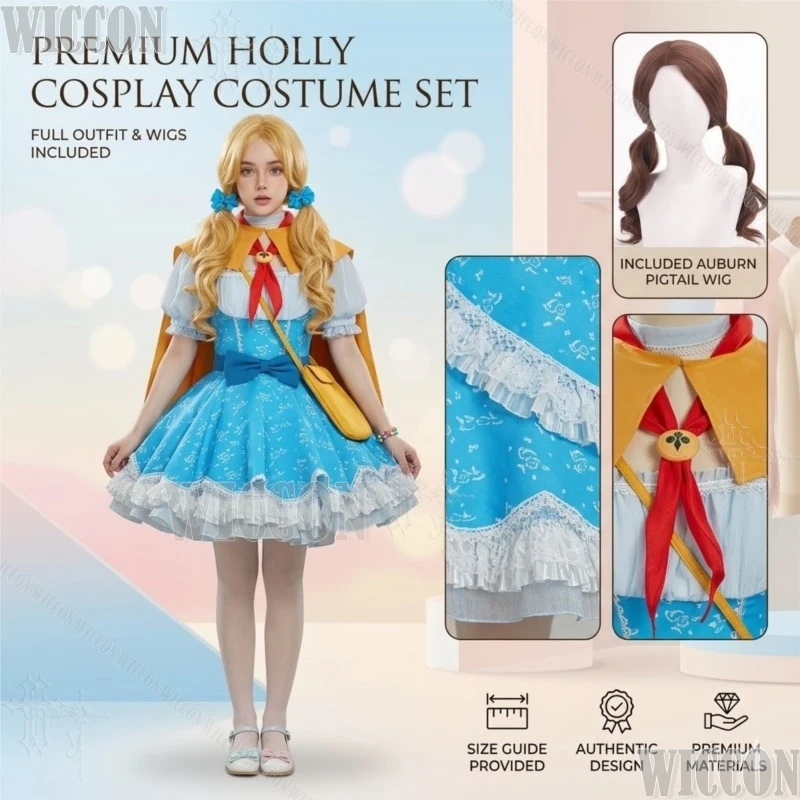 Robe de princesse Holly Fanart, costume de cosplay, robe Lolita bleue à fleurs, tenue de personnage d'anime, jeu de rôle, Halloween, carnaval
