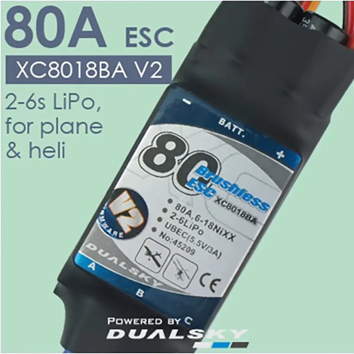 

DualSky XC8018BA V2 80A ESC with BEC for RC Car RC Model