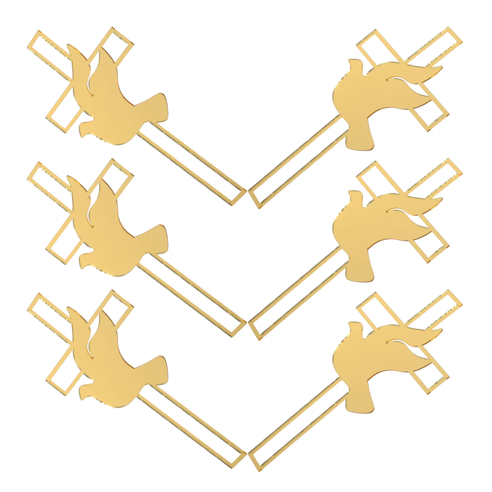 

6pcs Pigeon Cross Topper Acrylic Religious Decor For Baptism Wedding Birthday Party Cupcake Picks Baking Inserts Lightweight