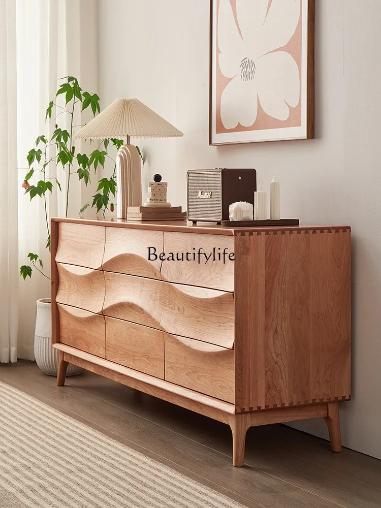 

FG10Solid Wood Nine-Drawer Cabinet Cherrywood Bedroom Storage Black Walnut Living Room Storage Cabinet