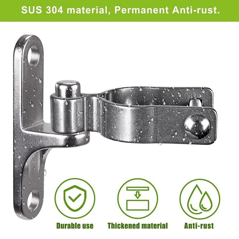 A08M-New 2-Pack Wall Mount Gate Hinge 1-3/8Inch Farm Gate Hinge, 304 Stainless Steel Tube Gate Hinge, Fence Hinge