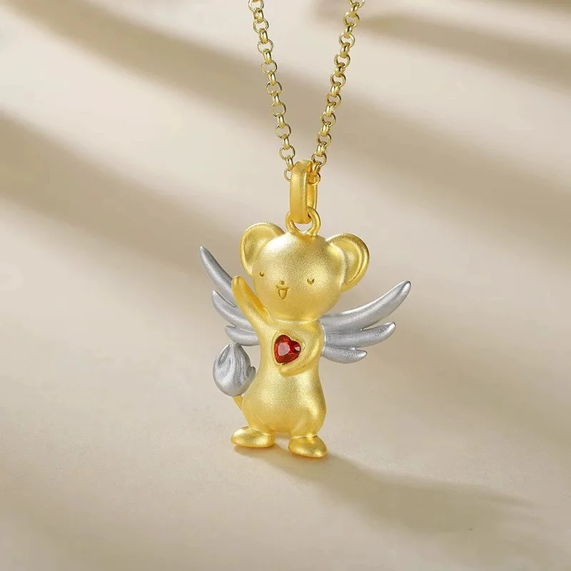 Collier Captor de carte de dessin animé Sakura, pendentif tridimensionnel de haut niveau, collier périphérique polyvalent, cadeau de vacances pour femme