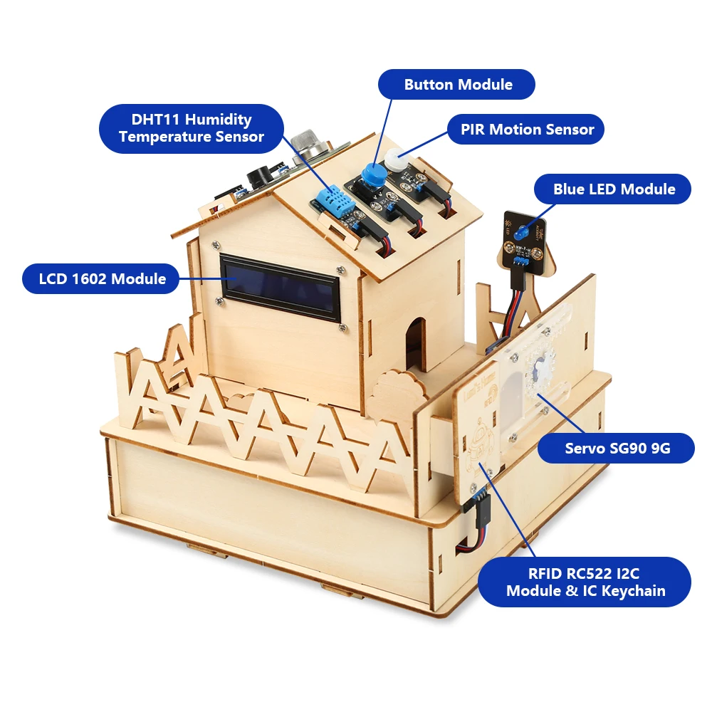 ACEBOTT ESP32 IOT Progetti Casa in legno STEM Smart Home Starter Kit per Arduino