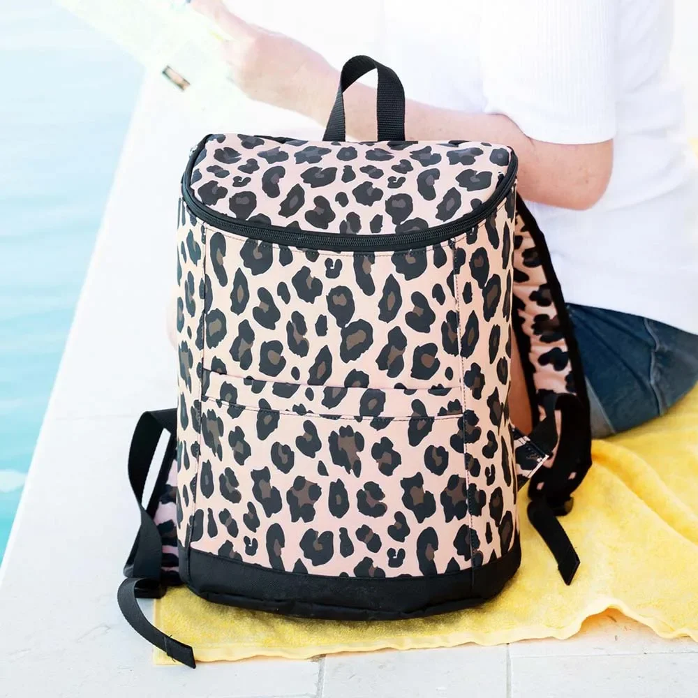 Waterproof Insulated Cooler Backpacks Fashion Leopard Thermal Backpack with Bottle Opener Large Capacity Picnic Insulated Bag