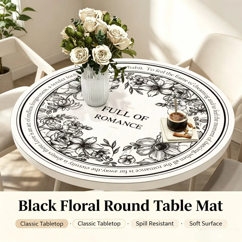 Round PVC Tablecloth Leather Waterproof Oil-proof Dining Table Mat French Minimalist Style Home Decoration Tablecloths