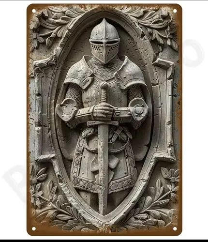 Knight in armour medieval theme metal sign  --Tin Sign