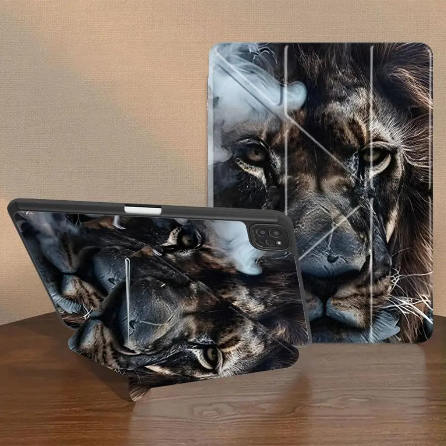 Smoke Lion Holder Cover Tablet Case For iPad Mini 6 7 Air 4 5 M3 M2 M4 11inch Pro 2025 Pro 11th 10th 9th 8th 7th 12.9inch