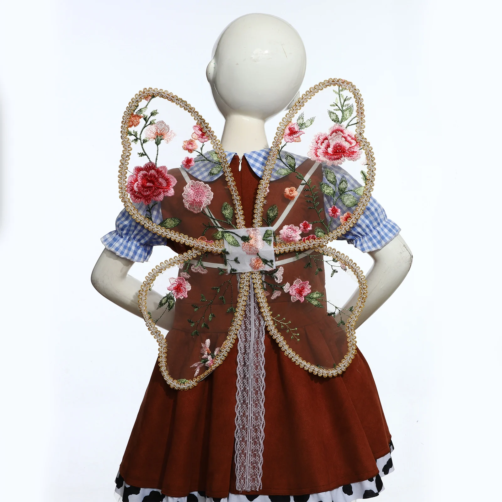 Cosplay Fairy Wings Butterfly Flower Embroidered Elastic Strap Costume Accessory for Halloween Party Wedding Carnival
