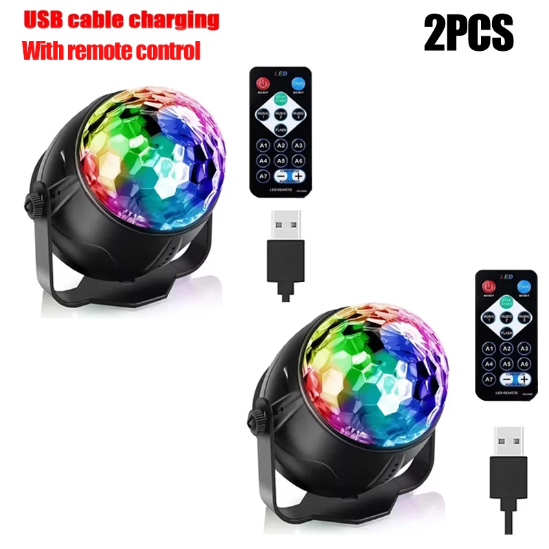 RGB LED Stage Disco Light Roterende DJ Ball Strobe Afstandsbediening Geluidscontrole Magic Dance Car Kerstcadeau Party Club Laser Show Lamp