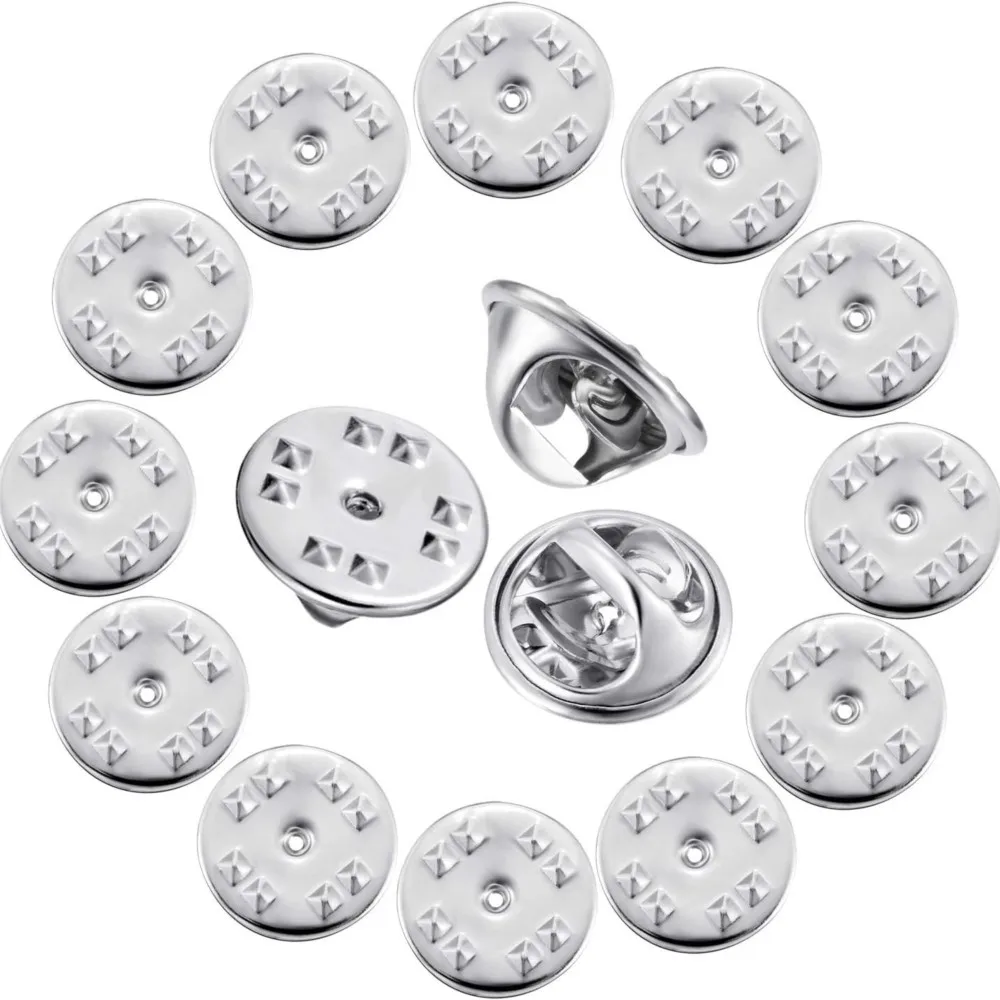 50/500pcs Lock Pin Backs for Lapel Pins,Pin Back Replacement, Metal Enamel Pin Backing, For Craft Making, Rhodium