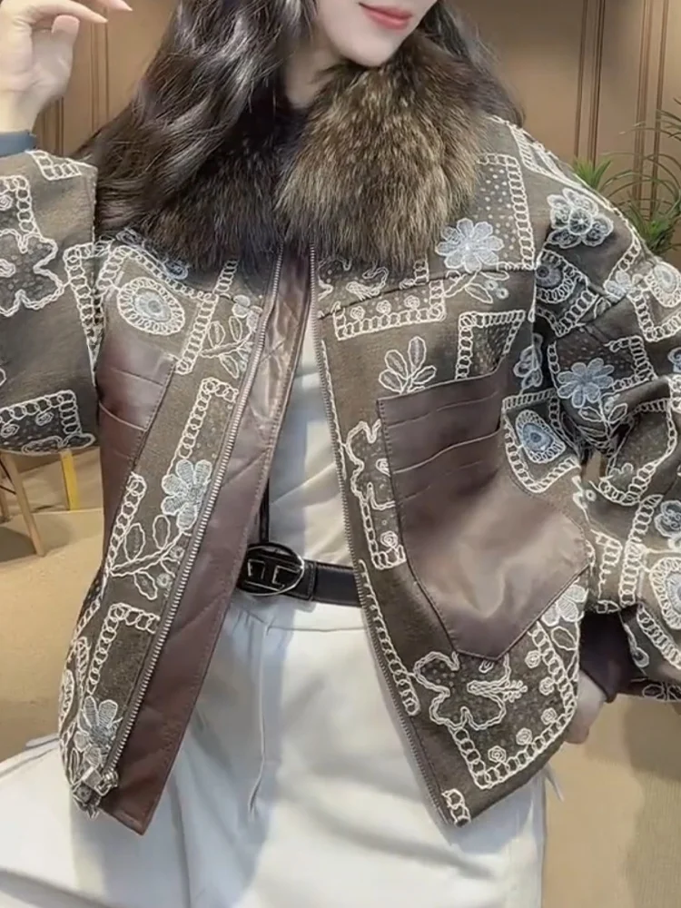 

Women's Thiened Cotton Jaet Leather Coat Loose Fit Korean Sle Winter Outerwear Faionable Commute Sle ort Coat