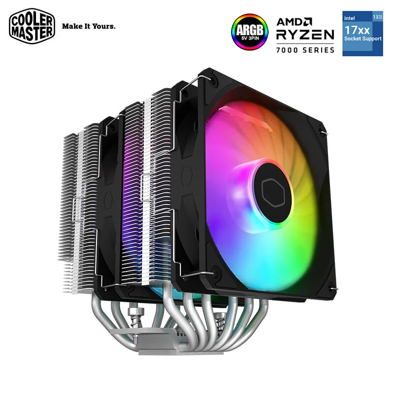 

Cooler Master T620S двойная башня 6 тепловая труба CPU кулер никелированный медный нижний ARGB вентилятор Радиатор для LGA1700 1200 115X AM4