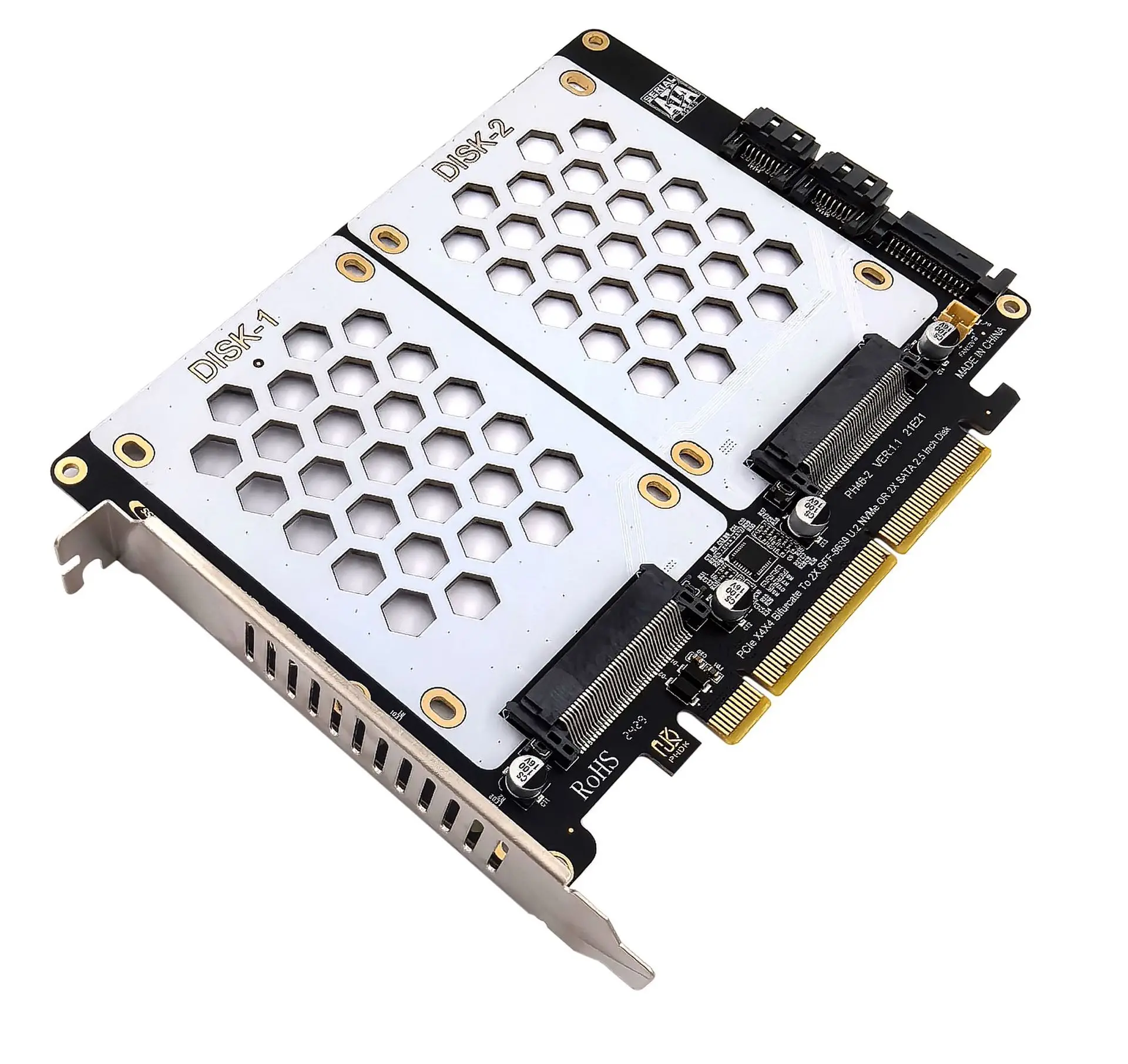 U.2 Dual-Disk Adapter Card 2.5 Inch SATA Hard Drive To PCIE4.0 Split Card U.2 To PCIe Card Dual U.2 To PCIe 4.0 X8 Adapter