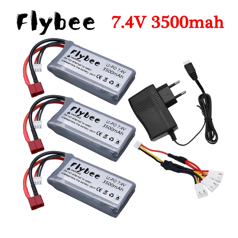 7.4V 3500mAh Li-polymer RC Car Battery MAX 60C For Wltoys 144001 12428 12423 RC Car Toys feiyue 03 Q39 Batteries parts 2S 7.4V