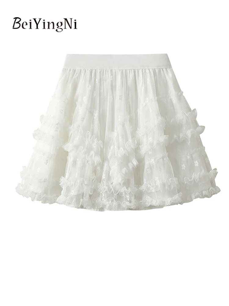 

Beiyingni балетный стиль мини-юбка-пачка женская, лето 2022, корейские милые короткие юбки трапециевидной формы, женские танцевальные повседневные белые, черные Jupes