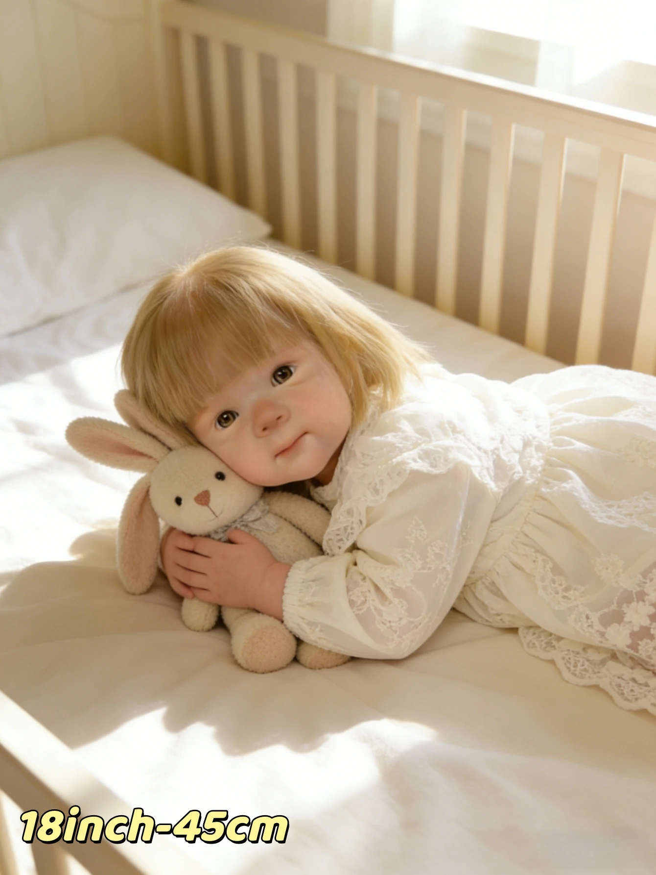 입을 여는 18인치 초부드러운 실리콘 유연한 리얼리틱 리본 베이비 돌 뿌리진 머리카락 베티 파티 선물/장식