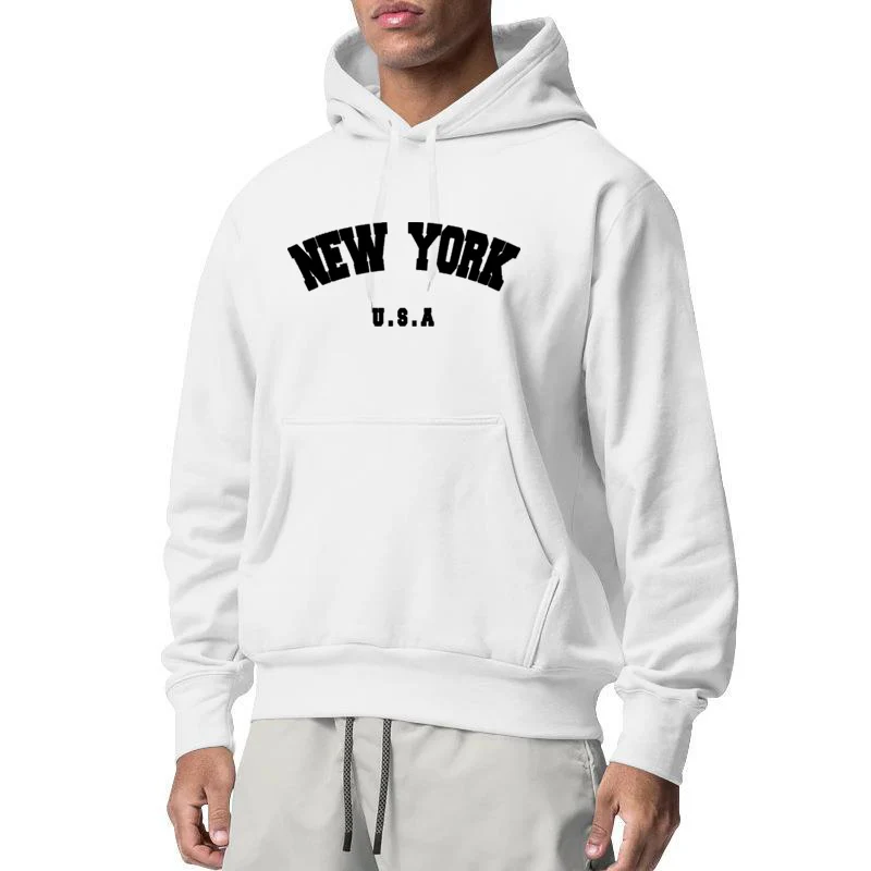 New York Print Hoodies Casual American Style Hoodie Mens Autumn Long Sleeves Hooded Loose Pullover Street Sweatshirt