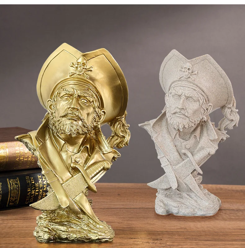 Nordic Abstract Pirate Captain Sculpture-Shaped Statue Figure Home Decoration Ornaments For Living Room Office Desk Decor