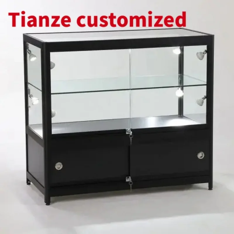 (Customized) aluminum frame tempered glass jewelry showcases display cabinet smoke shop show shopping mall