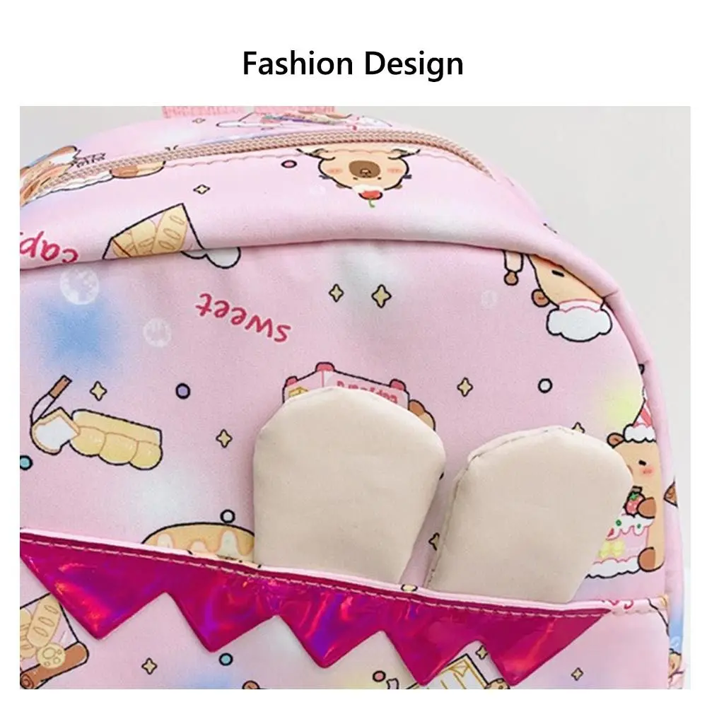 Cartoon Nylon School Bags Capybara Large Capacity Backpack Kids Backbag Children