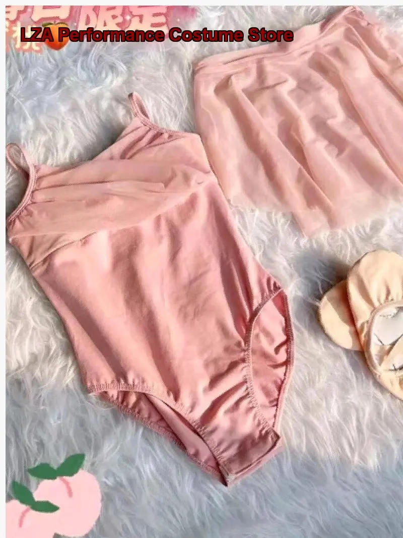 子供用秋のダンス用長袖ふわふわプリンセススカート、女の子向け、体幹練習用長袖キッズ体操服