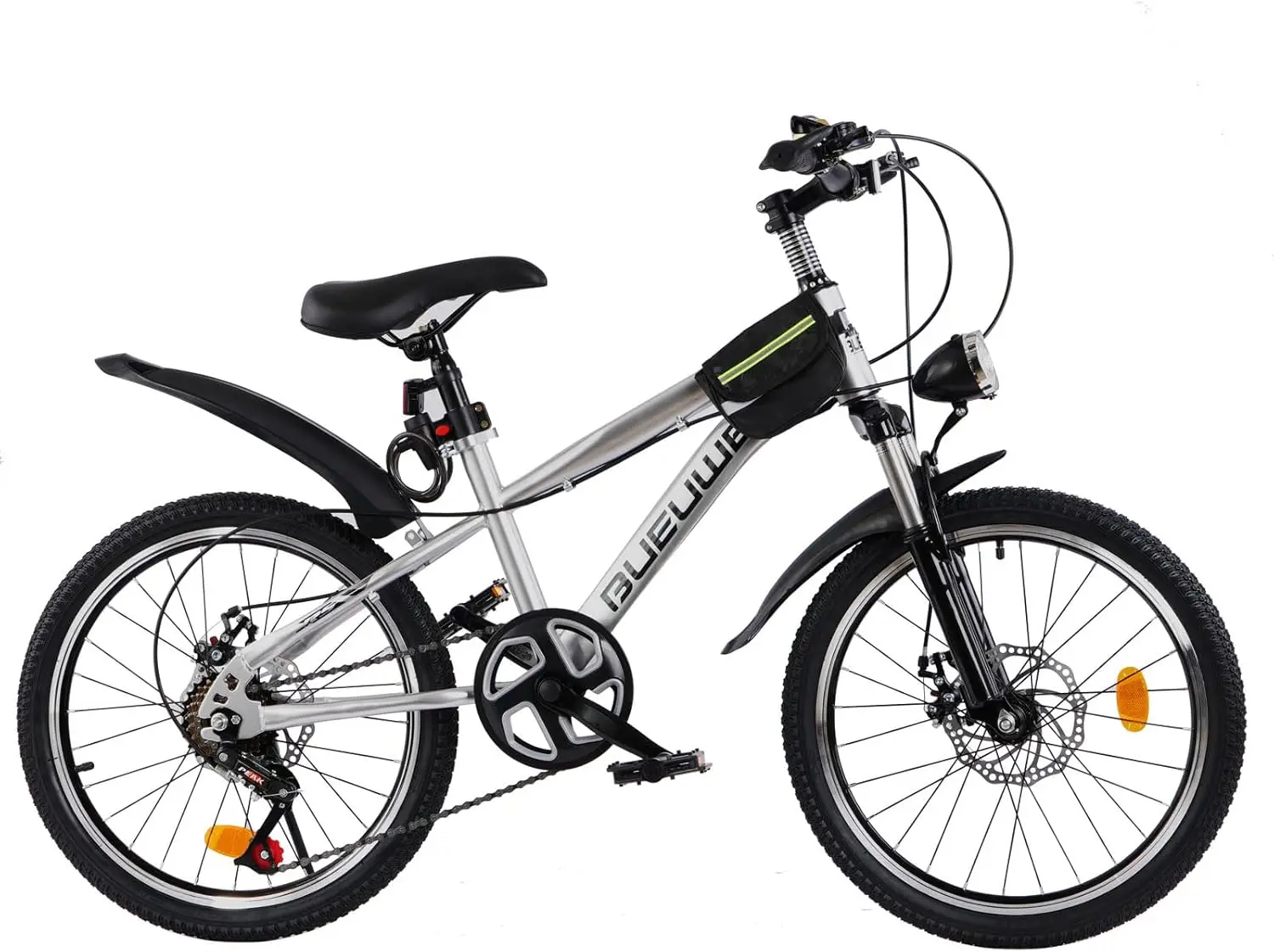 Bicicleta infantil para meninos e meninas de 7 a 12 anos, bicicleta de montanha de 20/24 polegadas com engrenagem de 7 velocidades, freios a disco duplos, garfo de suspensão, cabeça de LED