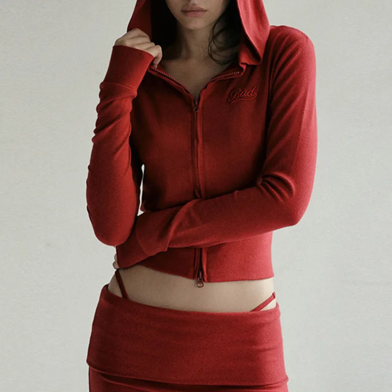 

Короткая толстовка с буквенным принтом для женщин, модный повседневный свободный топ с вышивкой, облегающий легкий кардиган для поездок на работу, толстовка с капюшоном