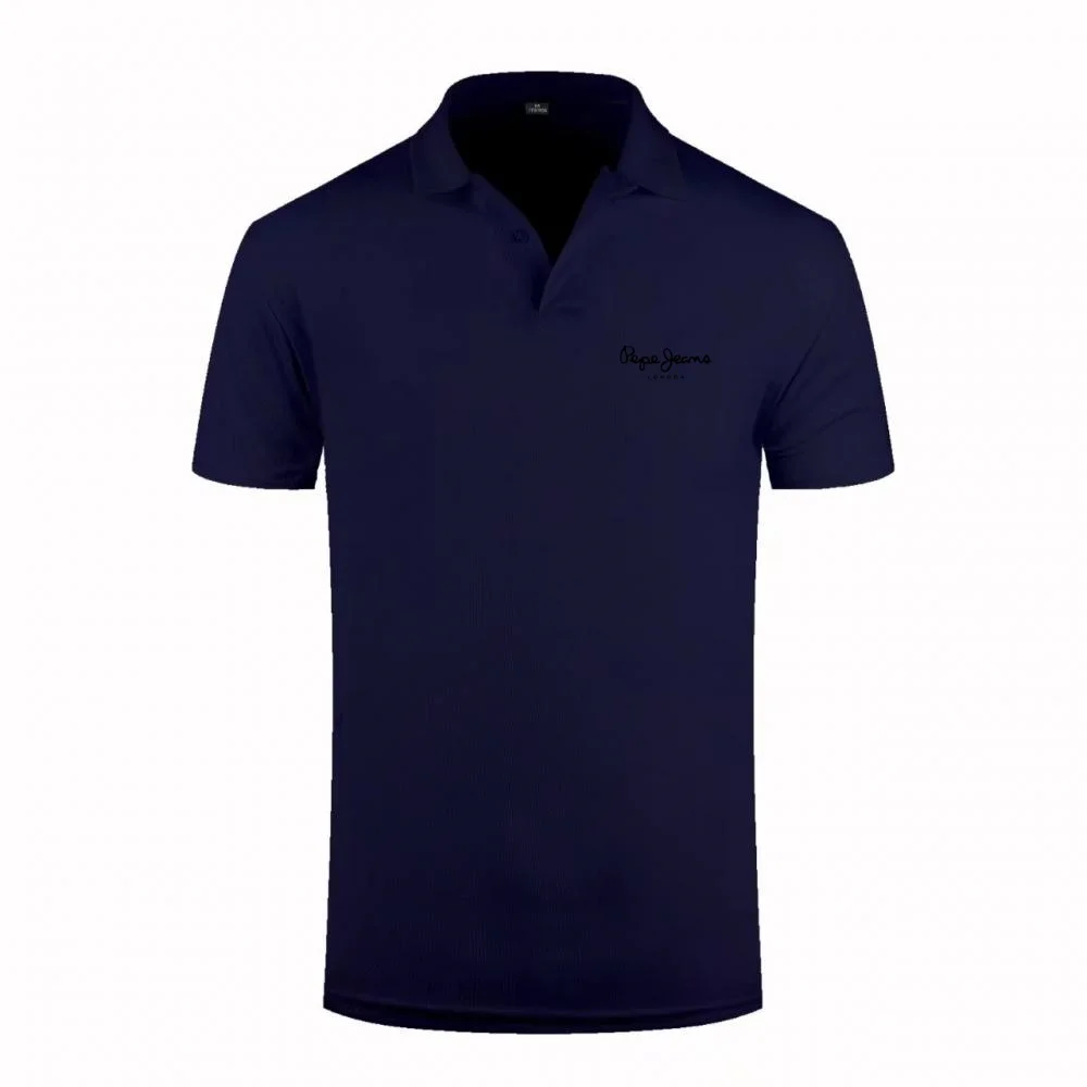 2026 New Men's Slim Fit Polo Shirt with Script Logo Print, Ribbed Collar, Solid Color, Casual & Sports T-Shirt