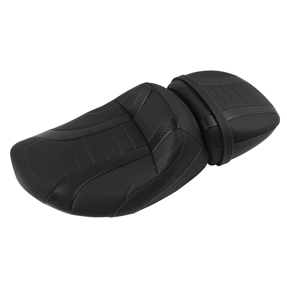 PU Leather Motorcycle Two-Up Seat Cushion for Harley Touring Street Glide Road Glide CVO 23-25 Driver Passenger Comfort Upgrade