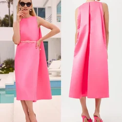 Jersey Sash Ruched Homecoming A-line O-Neck Bespoke Occasion Gown Midi Dresses Saudi Arabia Evening