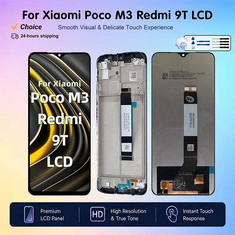 novo-display-lcd-touch-screen-aaa-para-xiaomi-poco-m3-m2010j19ci-e-redmi-9t-m2010j19cg--peca-de-reposicao-completa