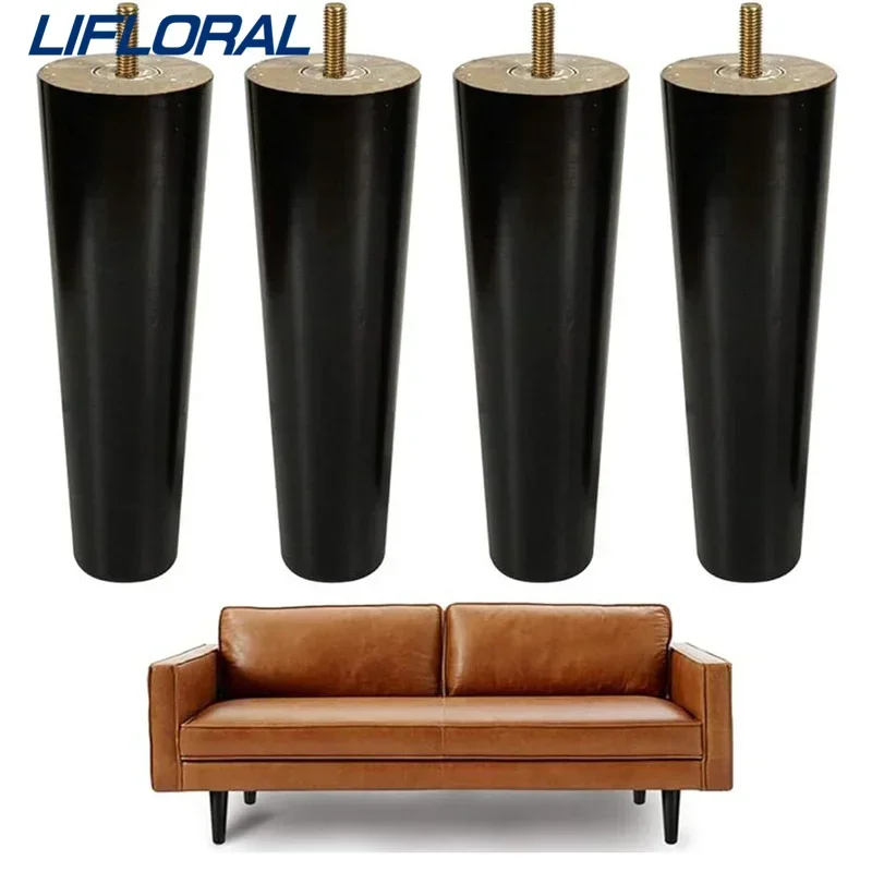 4Pcs 10/15cm Spin Dry Solid Wood Furniture Legs Sofa Replacement Legs for Cabinets Chairs Dressers Bed Coffee Table Wooden Feet