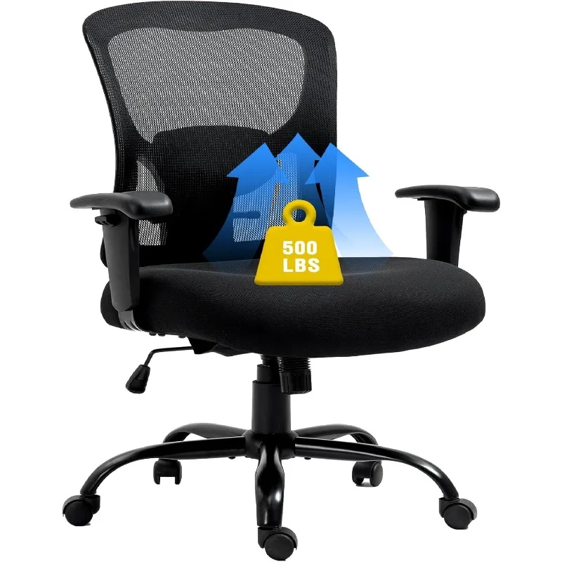 Big And Tall Office Chair 500LBS Ergonomic Mesh Desk Chair With Adjustable Lumbar Support Arms Wide Seat Task Executive
