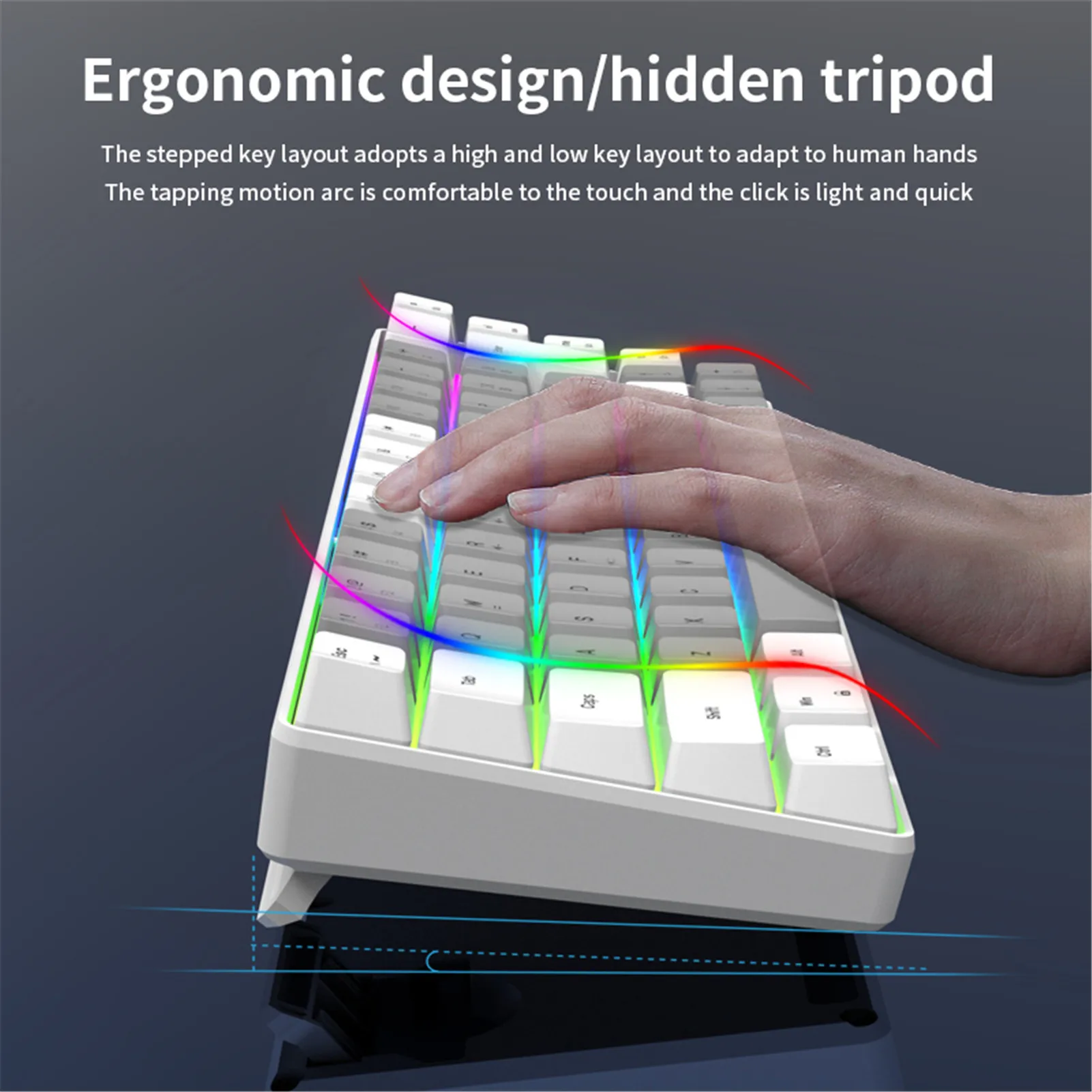 60% Gaming Keyboard RGB Backlit 68 Key Ultra-Compact Keyboard TS91 Ergonomic Waterproof Mechanical Feeling Office