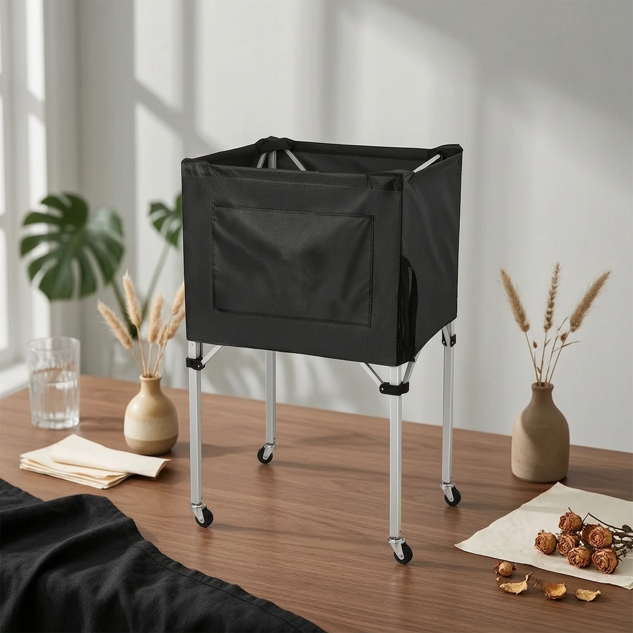Ball Storage Cart Foldable Folding Ball Cart Sports Equipment Organizer Collapsible Multi-Sport for Coaches, Gym