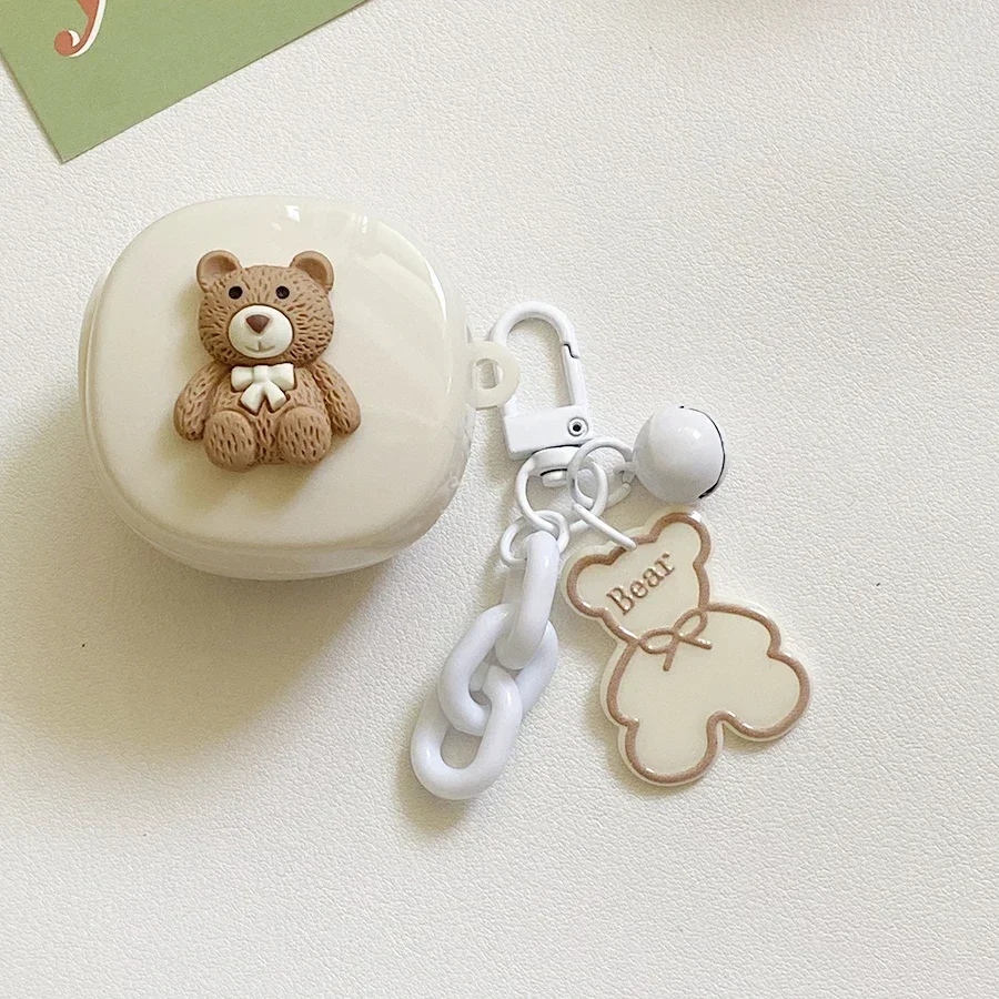 جراب حماية لسماعات الكرتون على شكل دب لطيف ، غطاء سيليكون ، براعم سامسونج غالاكسي لايف في ، Buds2 ، 2Pro ، براعم برو ، بلوتوث