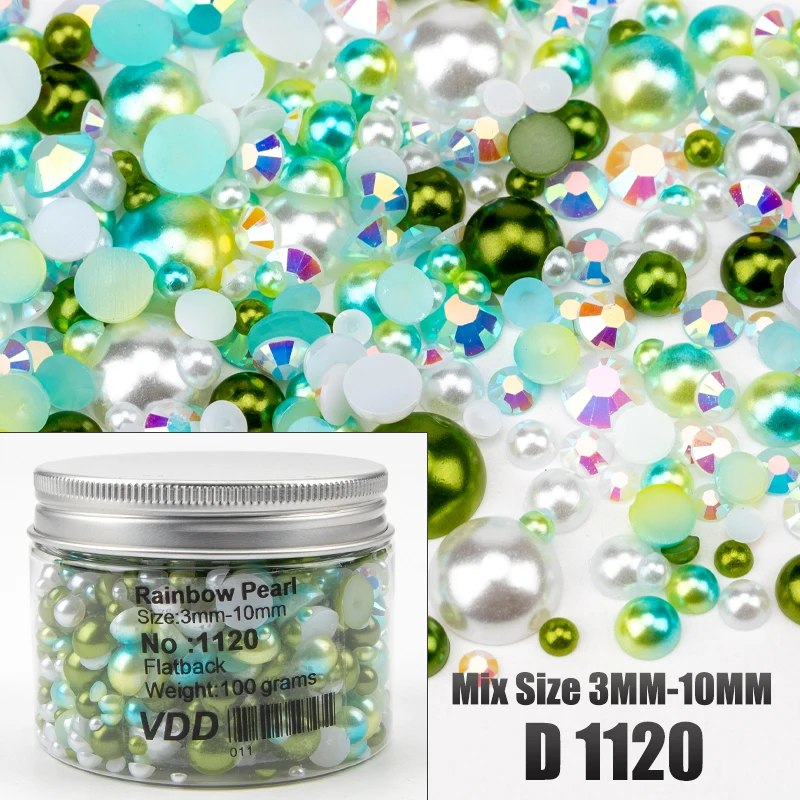 VDD 30/60/100/200g Großhandel Gemischte Größen ABS Halbrunde Perlen Flache Rückseite Perlen Farbige Harz-Strasssteine für Nagelkunst, Basteln und DIY-Dekoration – Detail 26