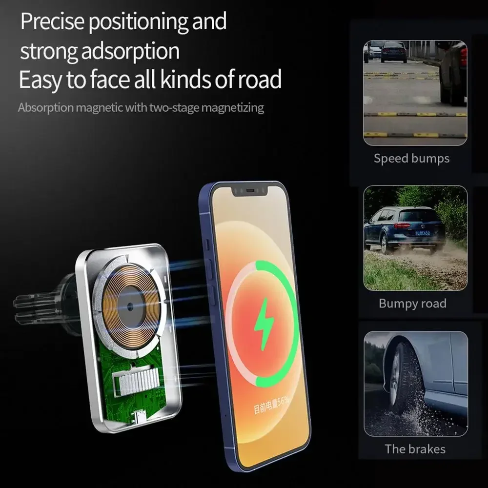 Car Phone Holder Stand Mount 30W Magnetic Car Wireless Charger For Magsafe iPhone 12 13 14 15 Pro Max Mini Fast Charging Station