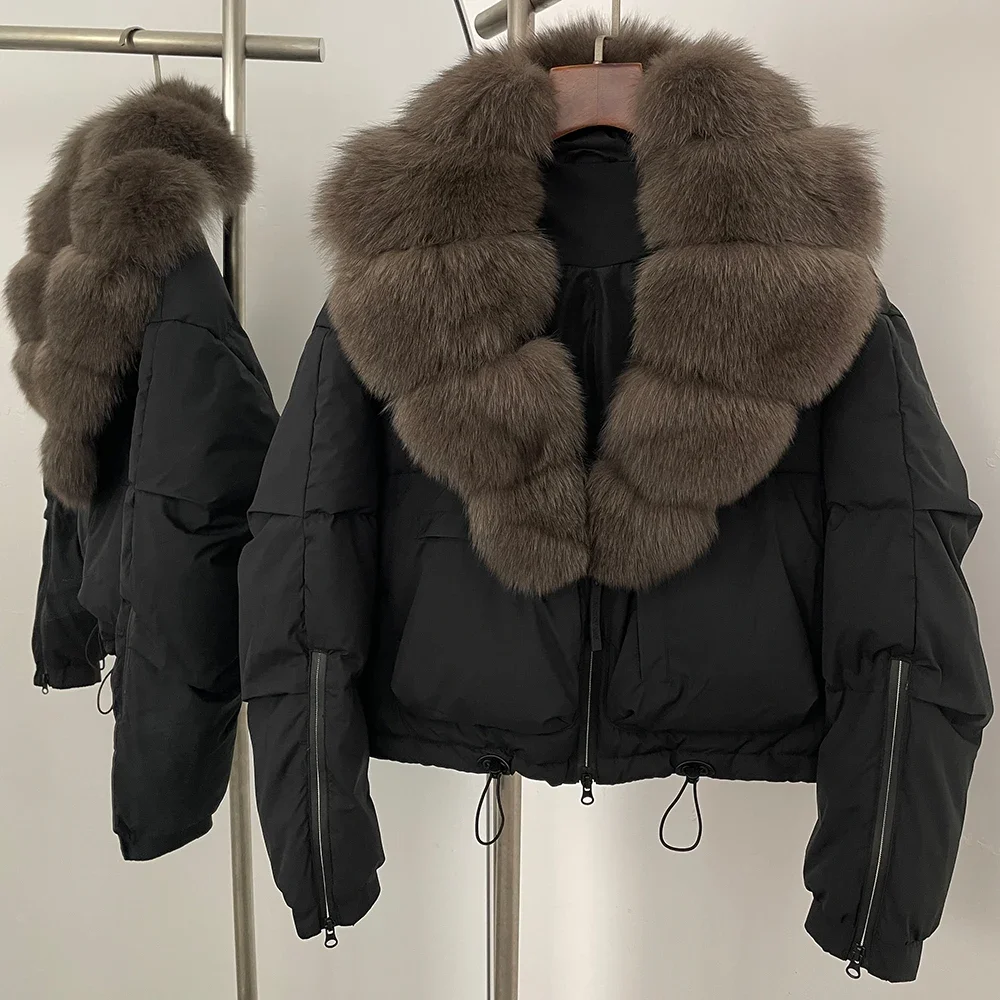 Female Natural Fox Fur Coat Warm Down Jacket Women 2025 Winter Thick Short Duck Down White Duck Down Coat Fur Lady Outerwear