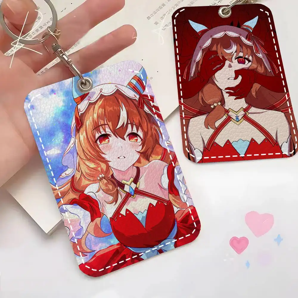 Still In Love Anime U-Uma Musume Card Case Keychain Access Card Bag Key Tag Ring Leather Card Holder Key Ring Access